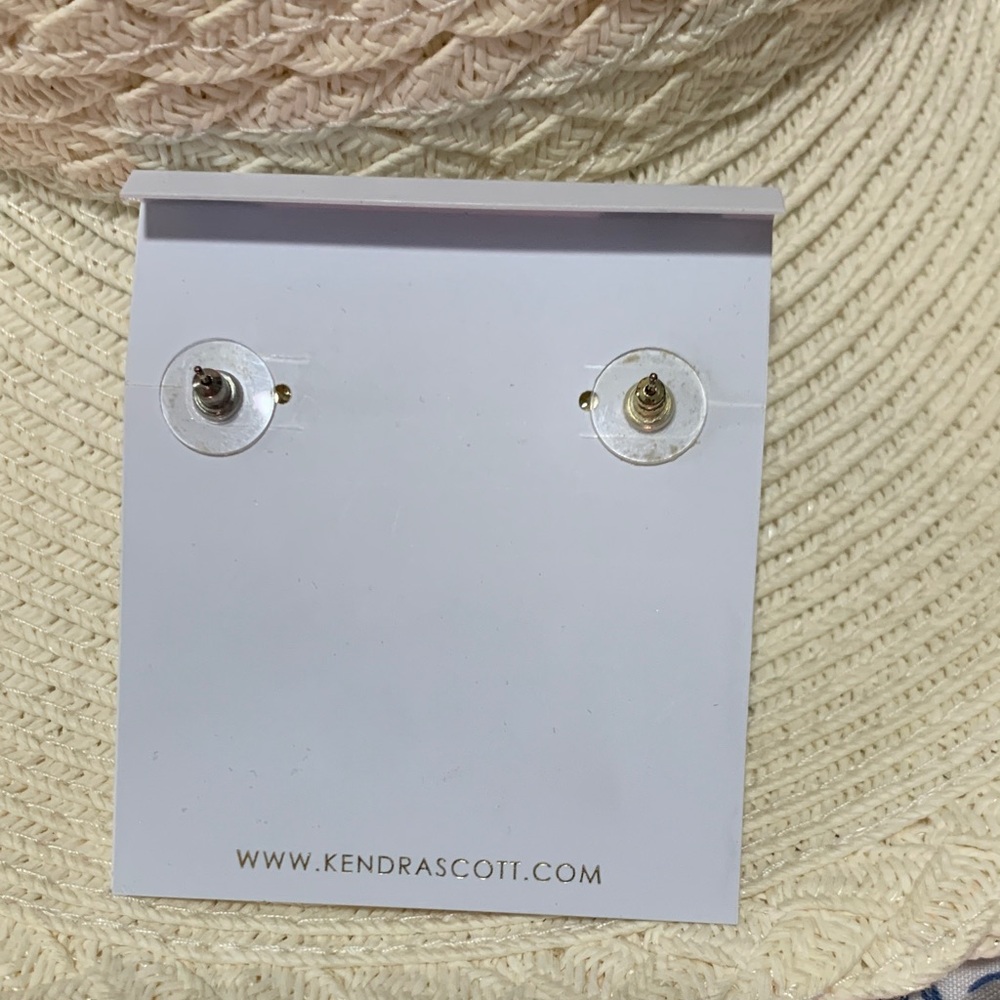 Kendra Scott Gold Plated Aqua Glass Elle Studs - Picture 2 of 3